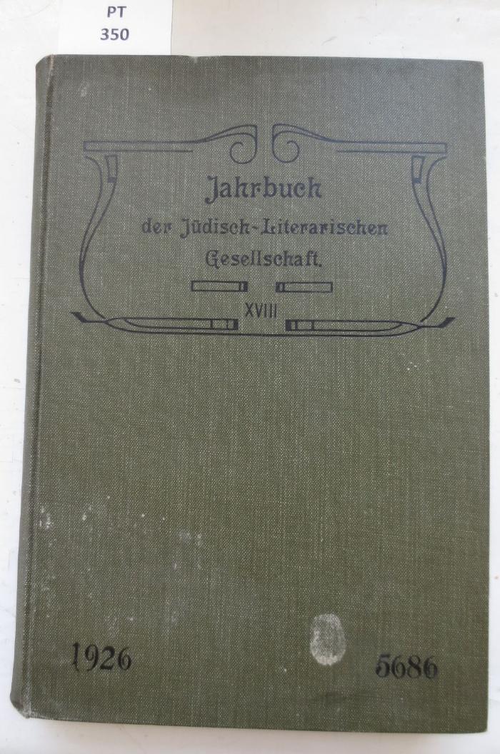  Jahrbuch der Jüdisch-Literarischen Gesellschaft. 1926 5686. (1926)