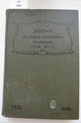  Jahrbuch der Jüdisch-Literarischen Gesellschaft. 1926 5686. (1926)