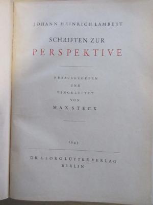 &lt;&lt;4'&gt;&gt; 1 T 18 : Schriften zur Perspektive. (1943)