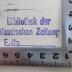 - (Vossische Zeitung, Bibliothek), Stempel: Name, Ortsangabe, Inventar-/ Zugangsnummer; 'Bibliothek der Vossischen Zeitung
E.-No._____'.  (Prototyp)