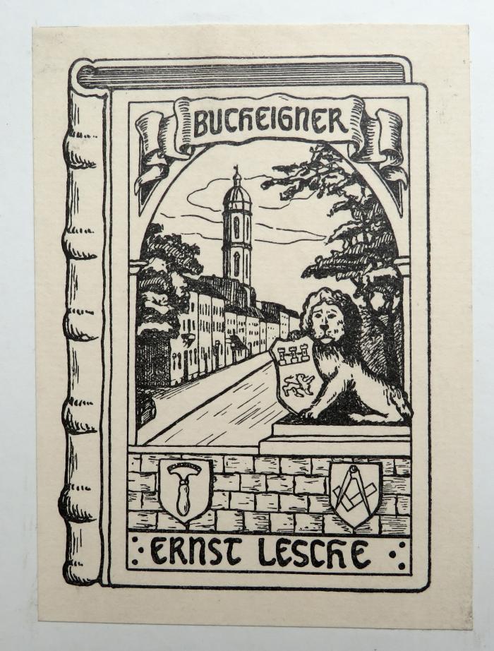 - (Lesche, Ernst), Etikett: Exlibris; 'Bucheigner / Ernst Lesche'.  (Prototyp)