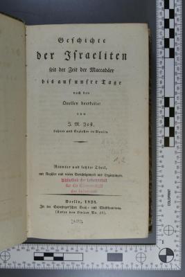 933.02 JOST 1,9;Gb 32 a ; ;: Geschichte der Israeliten seit der Zeit der Maccabäer bis auf unsre Tage (1828)