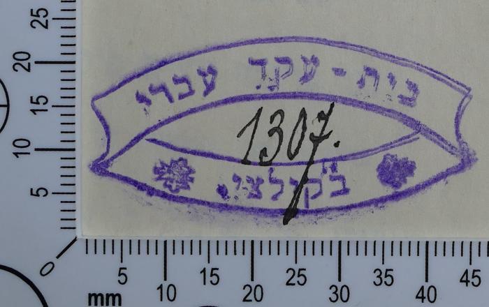 - (בית-עקד עברי בקילצי), Von Hand: Inventar-/ Zugangsnummer; '1307'. 