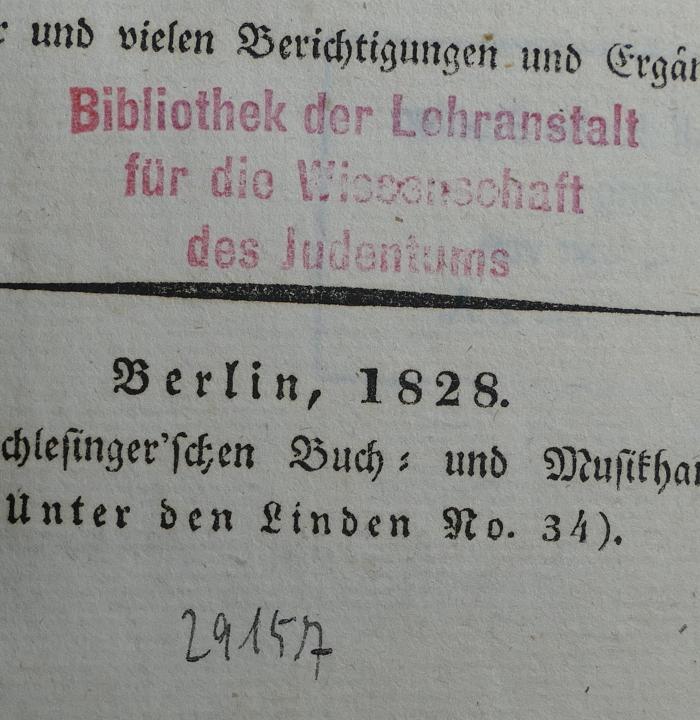 - (Hochschule für die Wissenschaft des Judentums), Von Hand: Inventar-/ Zugangsnummer; '29157'.  (Prototyp)