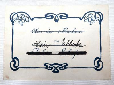 - (Schäferr[?], Julius;Ebbecke, Heinr.), Etikett: Name; 'Aus der Bücherei von Julius Schäferr[?]'. 