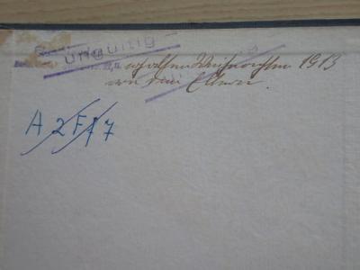 - (Berliner Medizinische Zentralbibliothek), Durchgestrichen: Signatur, Inventar-/ Zugangsnummer; 'A2Ff7'. 