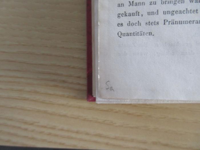 - (unbekannt), Von Hand: Notiz; 'Sa'.  (Prototyp)