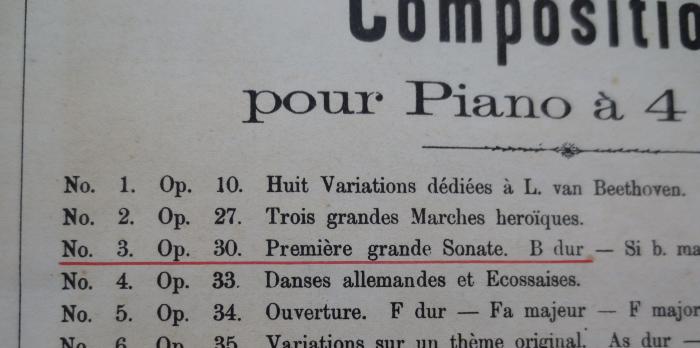  Compositions pour Piano à 4 mains (o.J.);- (unbekannt), Von Hand: Annotation. 