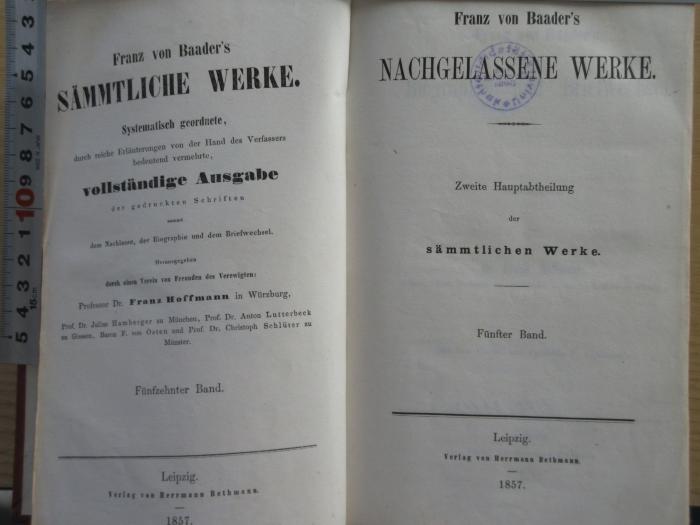 2 G 57-15/16 : Franz von Baader's sämmtliche Werke: Bd. 15-16. (1857/60)