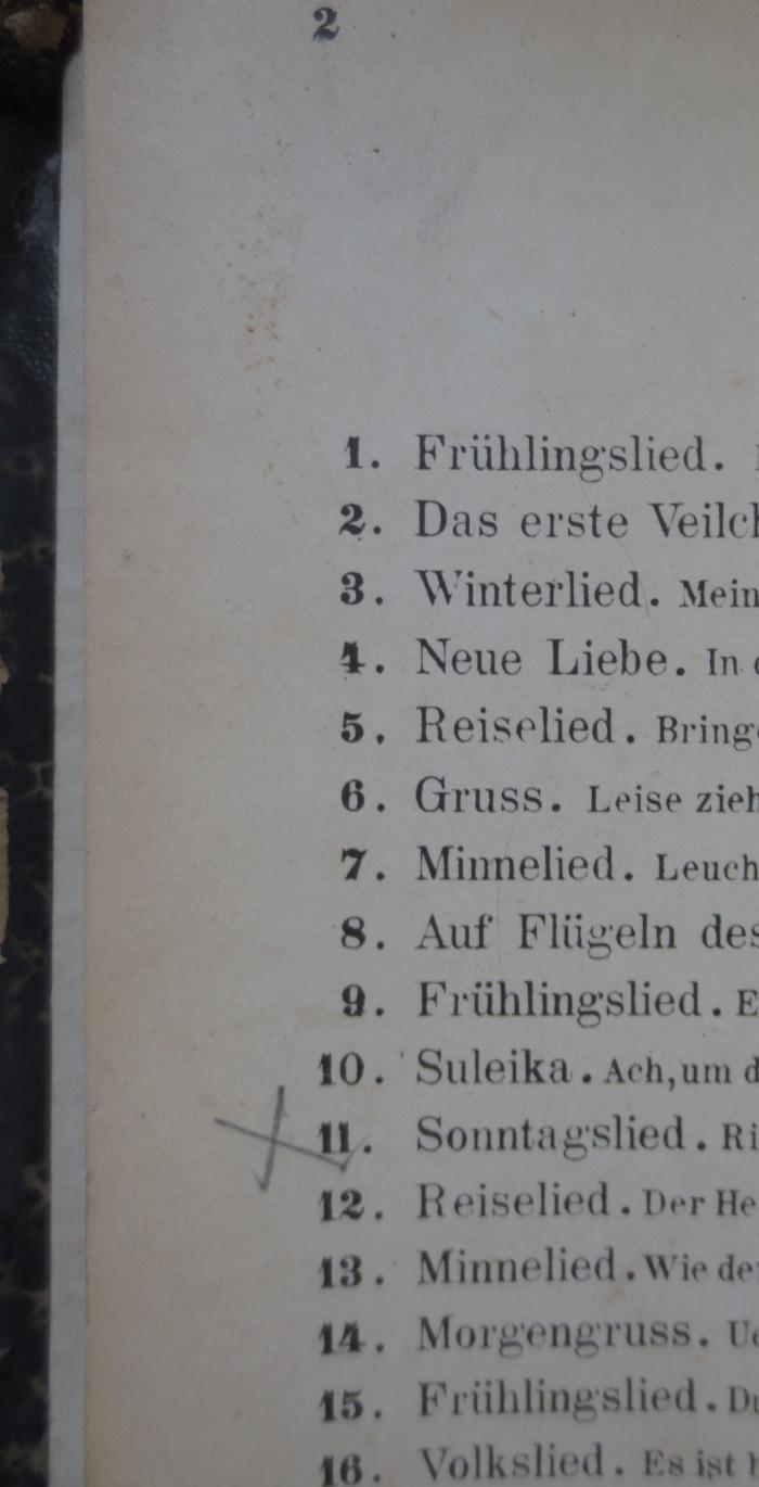  Felix Mendelssohn Bartholdy's Sämmtliche Werke : Lieder für eine Singstimme mit Paianoforte Begleitung (o.J.);- (unbekannt), Von Hand: Annotation. 