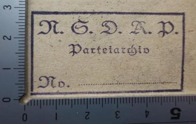 - (Nationalsozialistische Deutsche Arbeiterpartei. Parteiarchiv), Stempel: Name, Berufsangabe/Titel/Branche; 'N.S.D.A.P.
Parteiarchiv
No.'. ; Die Handwerker-, Arbeiter- und ähnlichen Vereine in Preußen : Besonderer Abdruck aus dem "Arbeiterfreund", der Zeitschrift des Centralvereins, Jahrgang 1866 (1867)
