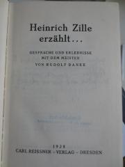 B 252 Zil 1a: Heinrich Zille erzählt... Gespräche und Erlebnisse mit dem Meister (1928)