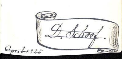 - (Schoof, D.), Von Hand: Name, Datum; 'D. Schoof. April 1925'. 