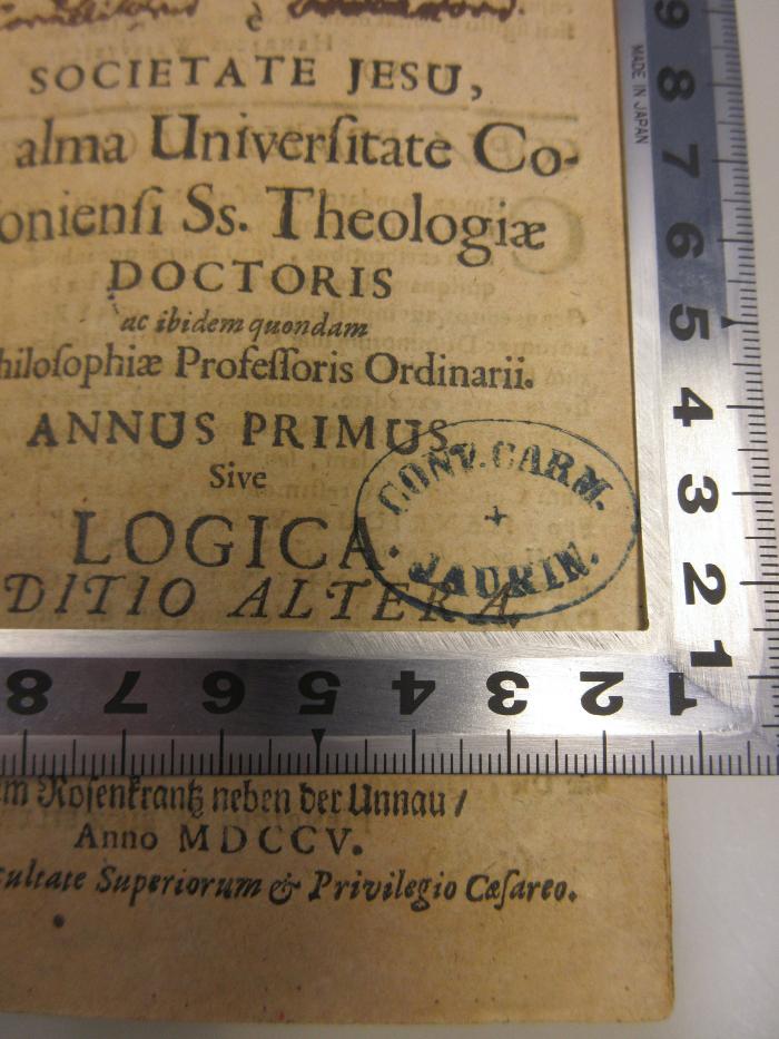 -, Stempel: Name; 'Conv. Carm. Jaurin.' (Prototyp)