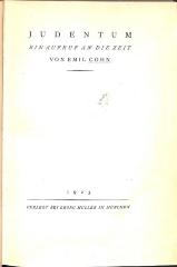 Gesch 829/40 : Judentum. Ein Aufruf an die Zeit. (1923)