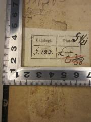- (Országos Könyvtari Központ), Papier: Signatur, Ortsangabe; 'Catalogi. G. 123.
Plutei. L E 2/38
G 1/2i'. 