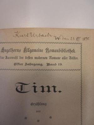- (Urbach, Kurt), Von Hand: Autogramm, Name, Datum; 'Kurt Urbach
W. den 29. XII 1898.'. 