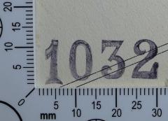 - (Adolf Kraus-Loge J.O.B.B. Olmütz-Proßnitz in Olmütz), Stempel: Inventar-/ Zugangsnummer; '1032'. 