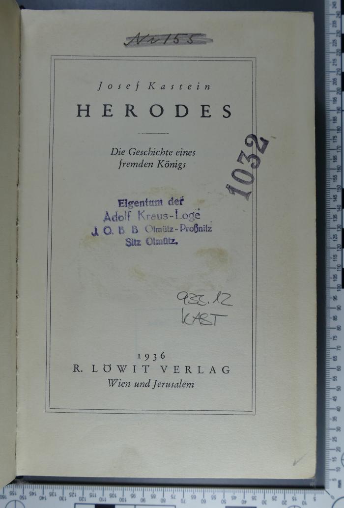 933.12 KAST;1032;M 297 ;; ;;: Herodes : Die Geschichte eines fremden Königs (1936)