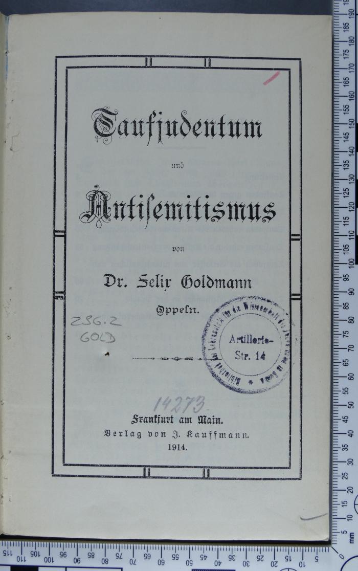 296.2 GOLD;If 215 ; ;: Taufjudentum und Antisemitismus  (1914)