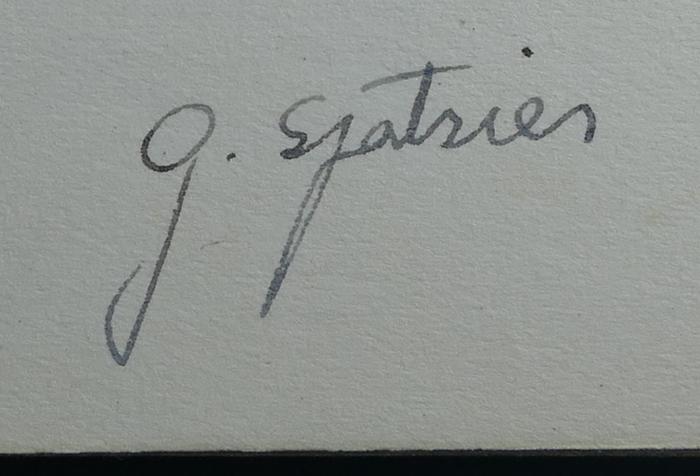 - (Spatzier, G. ), Von Hand: Exlibris, Name; 'G. Spatzier'. 