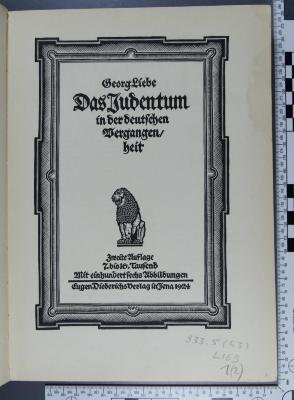 933.5 (43) LIEB 1(2) : Das Judentum in der deutschen Vergangenheit (1924)