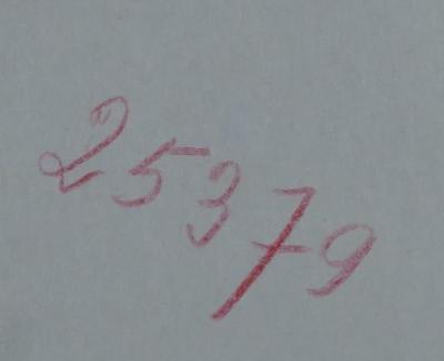 - (Zentralstelle für Jüdische Auswanderung in Prag, Treuhandstelle;Jüdisches Zentralmuseum in Prag;Ältestenrat der Juden in Prag), Von Hand: Inventar-/ Zugangsnummer; '25379'. 