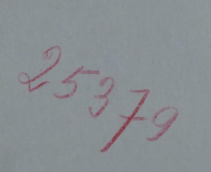 - (Zentralstelle für Jüdische Auswanderung in Prag, Treuhandstelle;Jüdisches Zentralmuseum in Prag;Ältestenrat der Juden in Prag), Von Hand: Inventar-/ Zugangsnummer; '25379'. 
