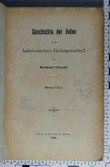 933.12 KLUE 1,1;Gb 68 ; ;: Geschichte der Juden in der babylonischen Gefangenschaft (1890)