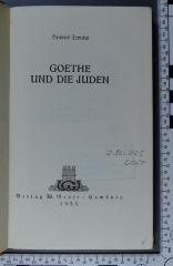 296.265 GOET  : Goethe und die Juden (1925)