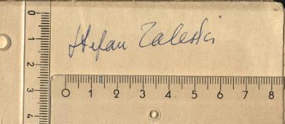 - (Zalecki, Stefan), Von Hand: Autogramm; 'Stefan Zalecki'.  (Prototyp)