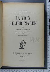296.204 ZANG : La voix de Jérusalem  (1926)