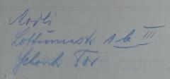 - (Modli, Jankiel Szmul), Von Hand: Name; 'Modli 
Lottumstr 1b III
Schonh. Tor'. 