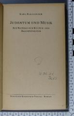 296.26 BLES : Judentum und Musik : ein Beitrag zur Kultur- und Rassenpolitik  (1944)