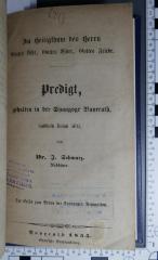 296.455 SACH : Im Heiligthum des Herrn : Gottes Licht, Gottes Wort, Gottes Friede; Predigt, gehalten in der Synagoge Bayreuth, Sabbath Balak 5615  (1855)