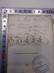 - (Barsekow, Max), Stempel: Widmung; 'Gestiftet von'. 