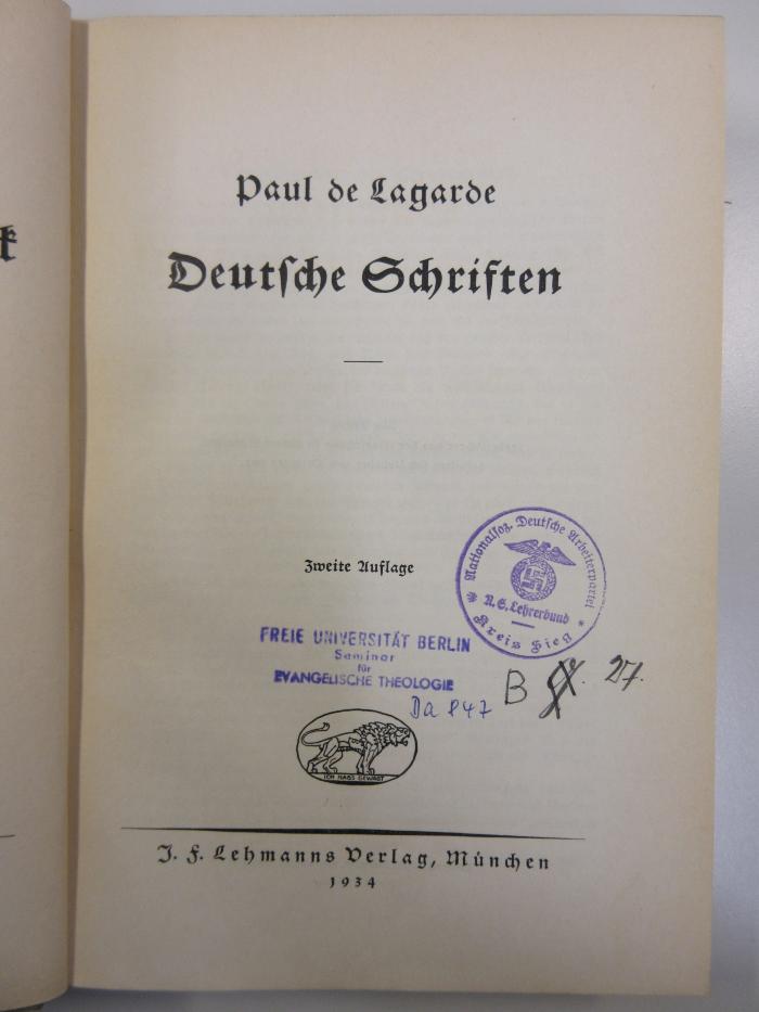 Schriften für das deutsche Volk. 1. Deutsche Schriften