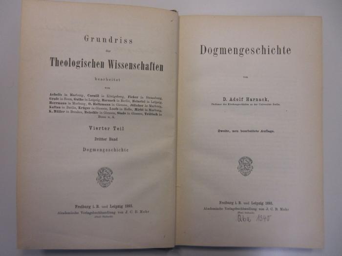  Dogmengeschichte (1893)