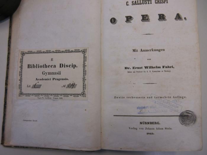  C. Sallusti Crispi Opera. (1845)