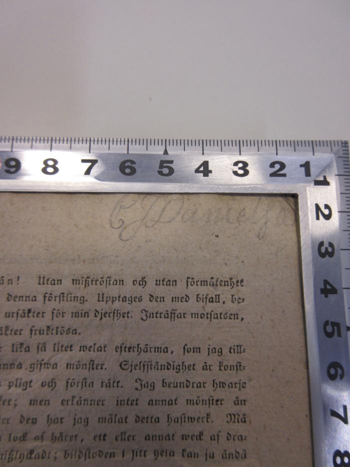 - (Danielson, C. J.), Von Hand: Name; 'C J Danielson'. 