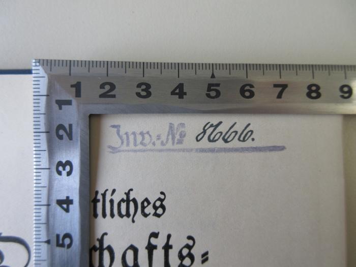 Q 625 (ausgesondert) : Amtliches Ortschaftsverzeichnis für die Provinz Oberschlesien (1930);- (Reichsversicherungsamt), Stempel: Inventar-/ Zugangsnummer; 'Inv.-No 8666.'.  (Prototyp)