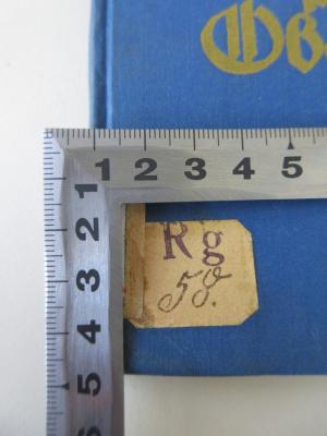 Q 625 (ausgesondert) : Amtliches Ortschaftsverzeichnis für die Provinz Oberschlesien (1930);- (Reichsversicherungsamt), Etikett: Signatur; 'Rg 58.'. 