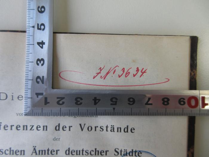 Q 472 (ausgesondert) : Statistisches Jahrbuch Deutscher Städte (1903);-, Von Hand: Inventar-/ Zugangsnummer; 'IN: 3634'