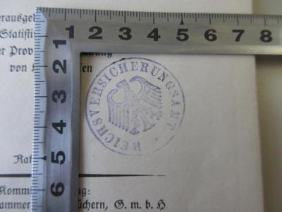 Q 625 (ausgesondert) : Amtliches Ortschaftsverzeichnis für die Provinz Oberschlesien (1930);- (Reichsversicherungsamt), Stempel: Name, Emblem; 'Reichsversicherungsamt'.  (Prototyp)