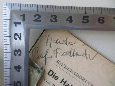 Cm 215 (ausgesondert) : Die Haltung amerikanischer Kinder zum Kriege : Sonderabdruck aus "Gesundheit und Wohlfahrt" (1945);- (Friedländer, [?]), Von Hand: Notiz, Name; 'Spende Prof. Friedländer'. 