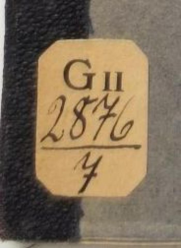 - (Reichsarbeitsministerium Bücherei), Etikett: Signatur; 'GII 
[2876
7]'.  (Prototyp)