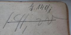 - ("Chiffre Bibliothek"), Von Hand: Signatur; '### [,..]'.  (Prototyp)