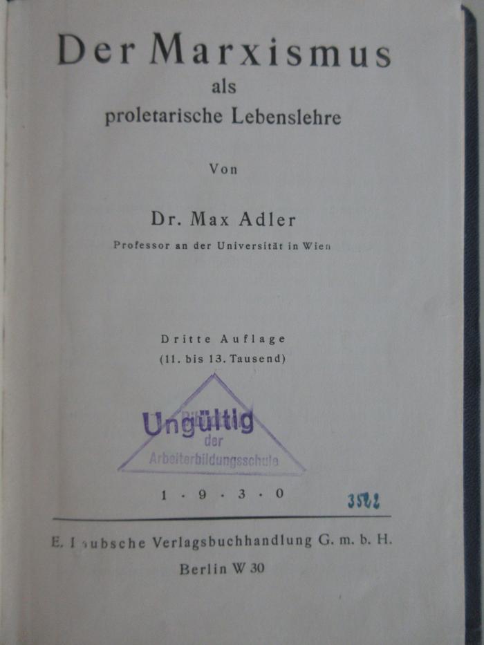 SH 3140 : Der Marxismus als proletarische Lebenslehre (1930)