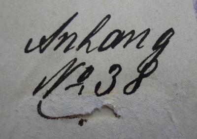 G46 / 3675 (Theosophische Gesellschaft in Leipzig), Von Hand: Notiz, Nummer; 'Anhang No. 38'. ;I 5835 1 Ers.: Geschichte des Neueren Occultismus : Geheimwissenschaftliche Systeme von Agrippa von Nettesheym bis zu Carl du Prel ([1891])