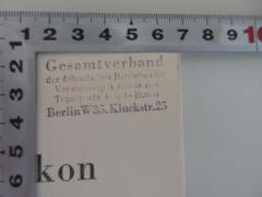 - (Gesamtverband der Öffentlichen Betriebe und Verwaltungen sowie des Transportes (Berlin)), Stempel: Name, Ortsangabe; 'Gesamtverband der öffentlichen Betriebe und Verwaltung sowie des Transports Groß-Berlin Berlin W35, Kluckstr. 25'.  (Prototyp)